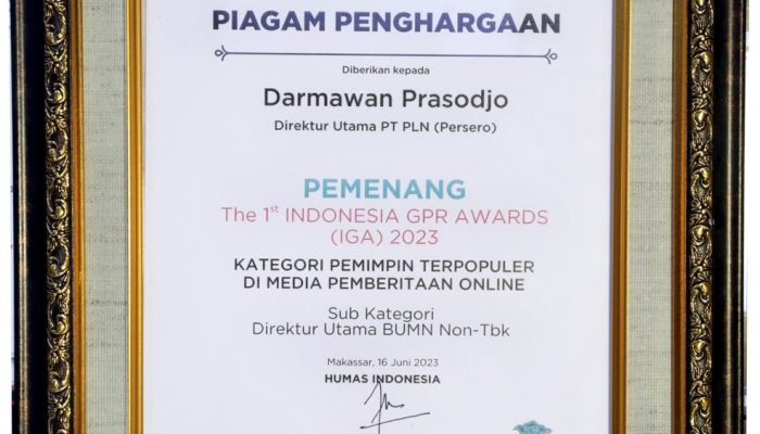 Aktif Menyampaikan Informasi Publik, Dirut PLN Jadi Pemimpin Terpopuler Di Media Online 2023 Versi Humas Indonesia