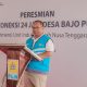 General Manager PLN Unit Induk Wilayah NTB, Sudjarwo saat memberikan sambutan pada acara Peresmian Penyalaan Listrik 24 jam Desa Bajo Pulau di Kabupaten Bima, NTB. ( Foto : Istimewa )