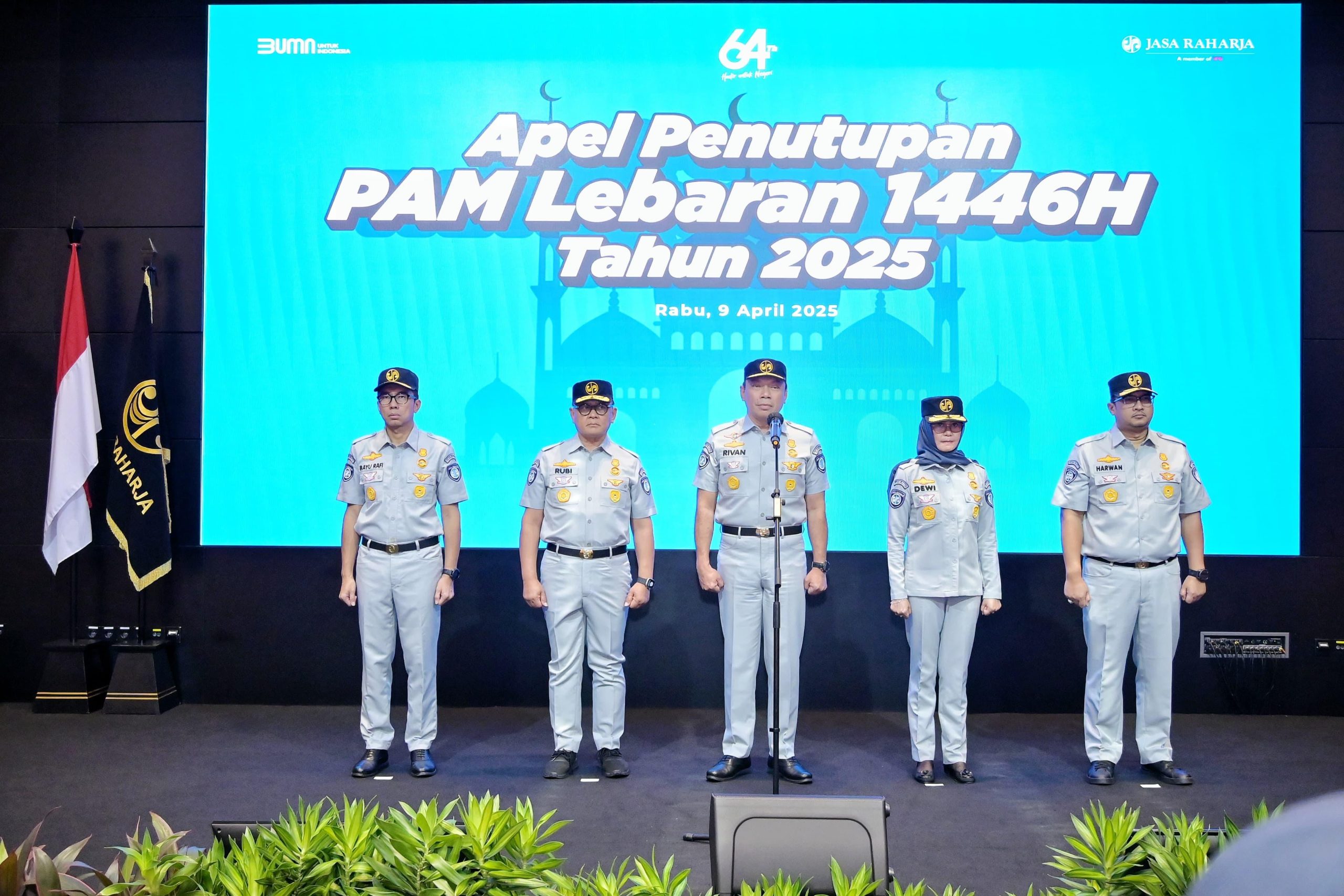 Jajaran Direksi Jasa Raharja Apel Penutupan PAM Lebaran 1446 Hijriyah/2025. (Foto : Istimewa )