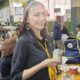 Founder Combucha Rumah Papua, Dian Lestari Combucha Rumah Papua, Dian Lestari sedang memegang salah satu produk minuman Combucha Rumah Papua di ajang ISEF yang di gelar di JIExpo Jakarta, Jumat ( 10/10).( Foto : Makawaru )